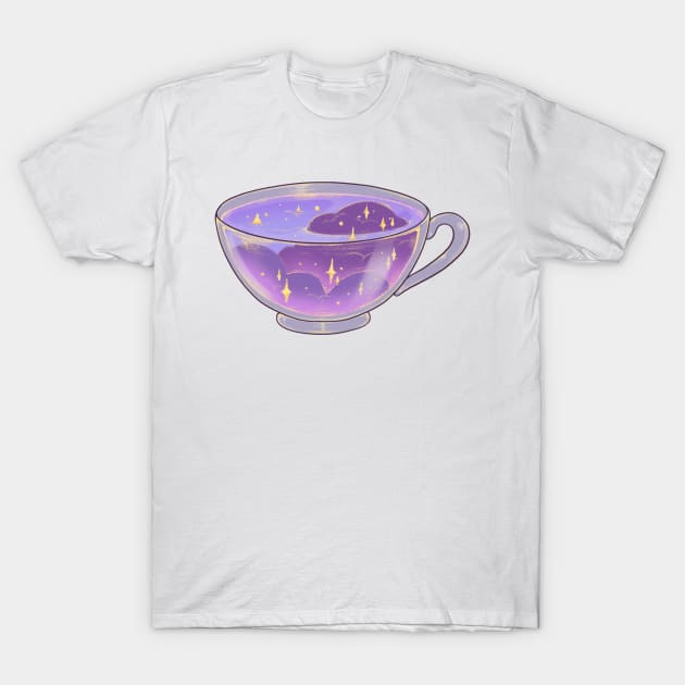 Magical soft night clouds tea cup sticker T-Shirt by Itsacuteart